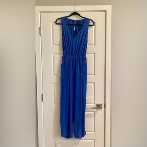 Universal Thread Blue Linen V-Neck Jumpsuit Size Medium